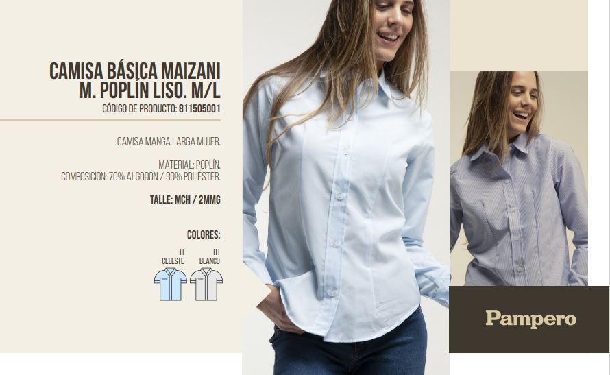 CAMISA MAIZANI POPLIN MUJER MANGA LARGA – PAMPERO