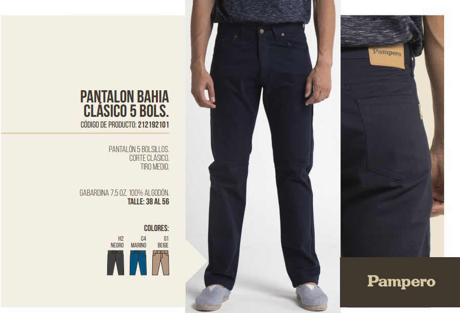 PANTALON BAHIA CLASICO 5 BOLSILLOS PAMPERO