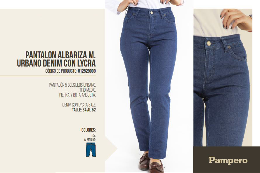 PANTALON ALBARIZA MUJER URBANO DENIM CON LYCRA PAMPERO