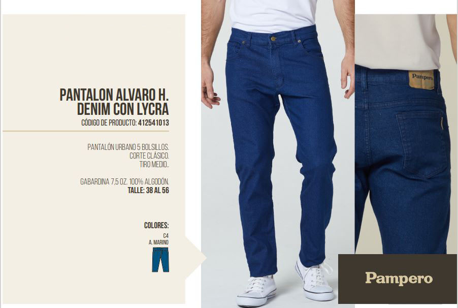 PANTALON ALVARO DENIM CON LYCRA PAMPERO HOMBRE