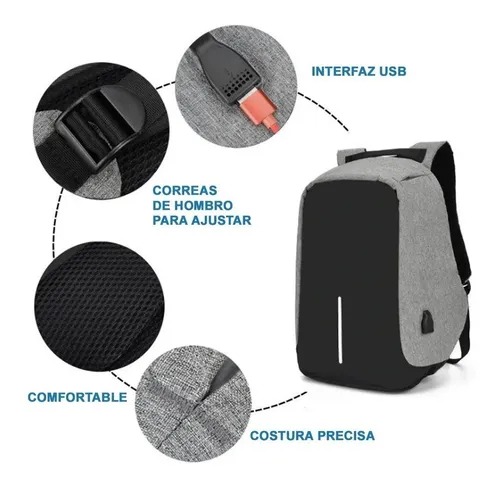 Mochila Premium – Portanotebook USB antirrobo reforzada