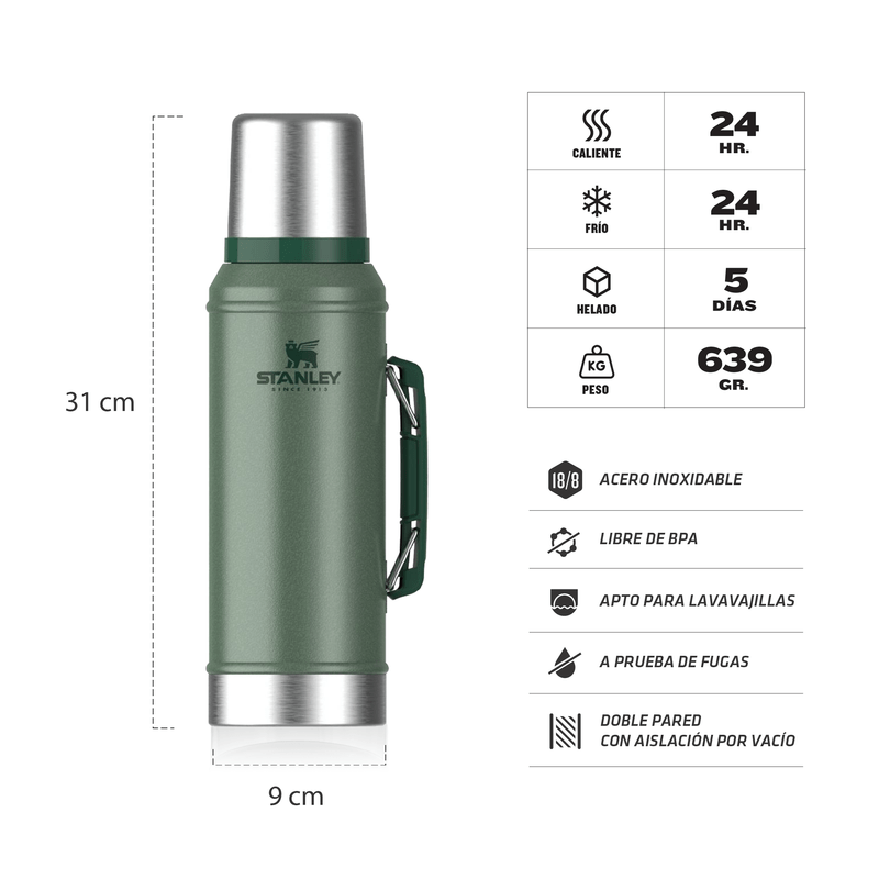 Termo STANLEY Clasico 950 Ml Con Manija Y Tapon Cebador