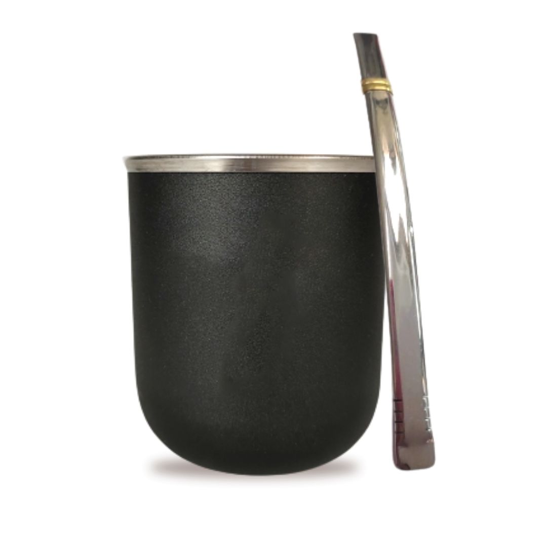Mate acero + Bombilla chata