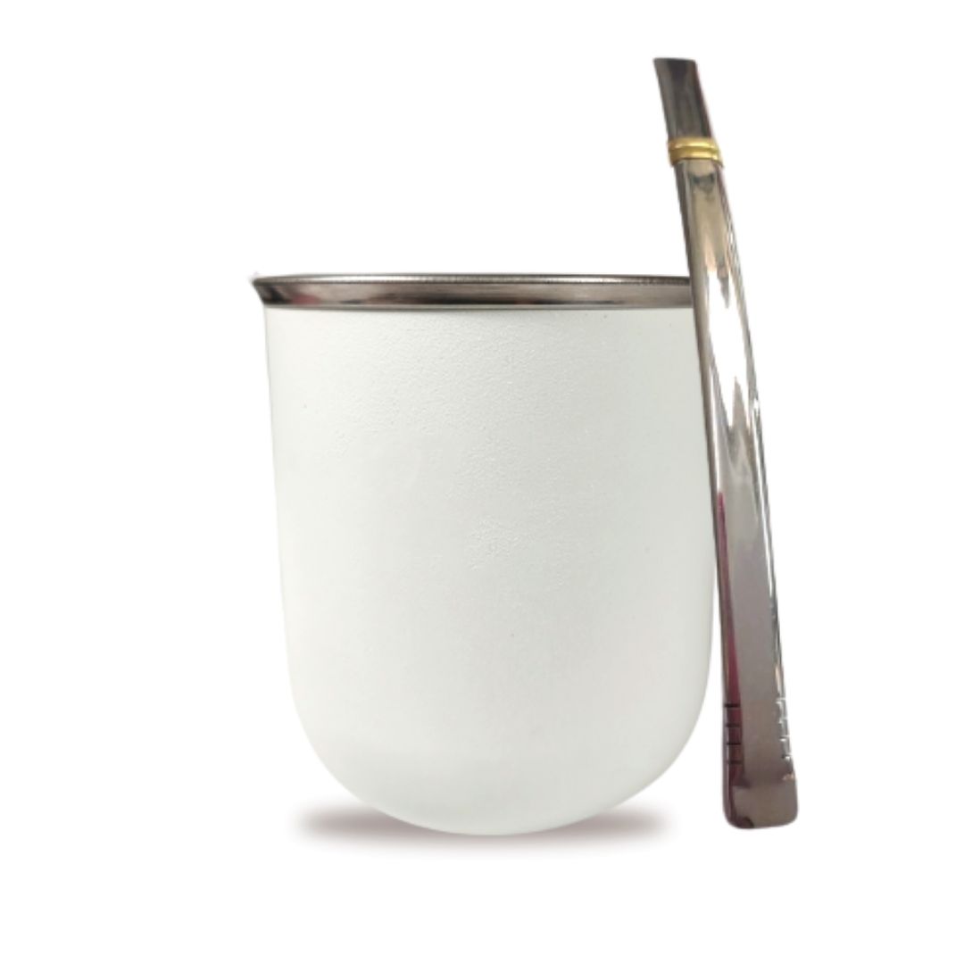 Mate acero + Bombilla chata
