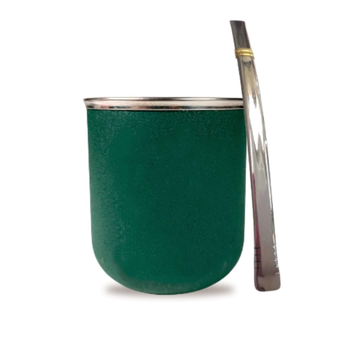 Mate acero + Bombilla chata