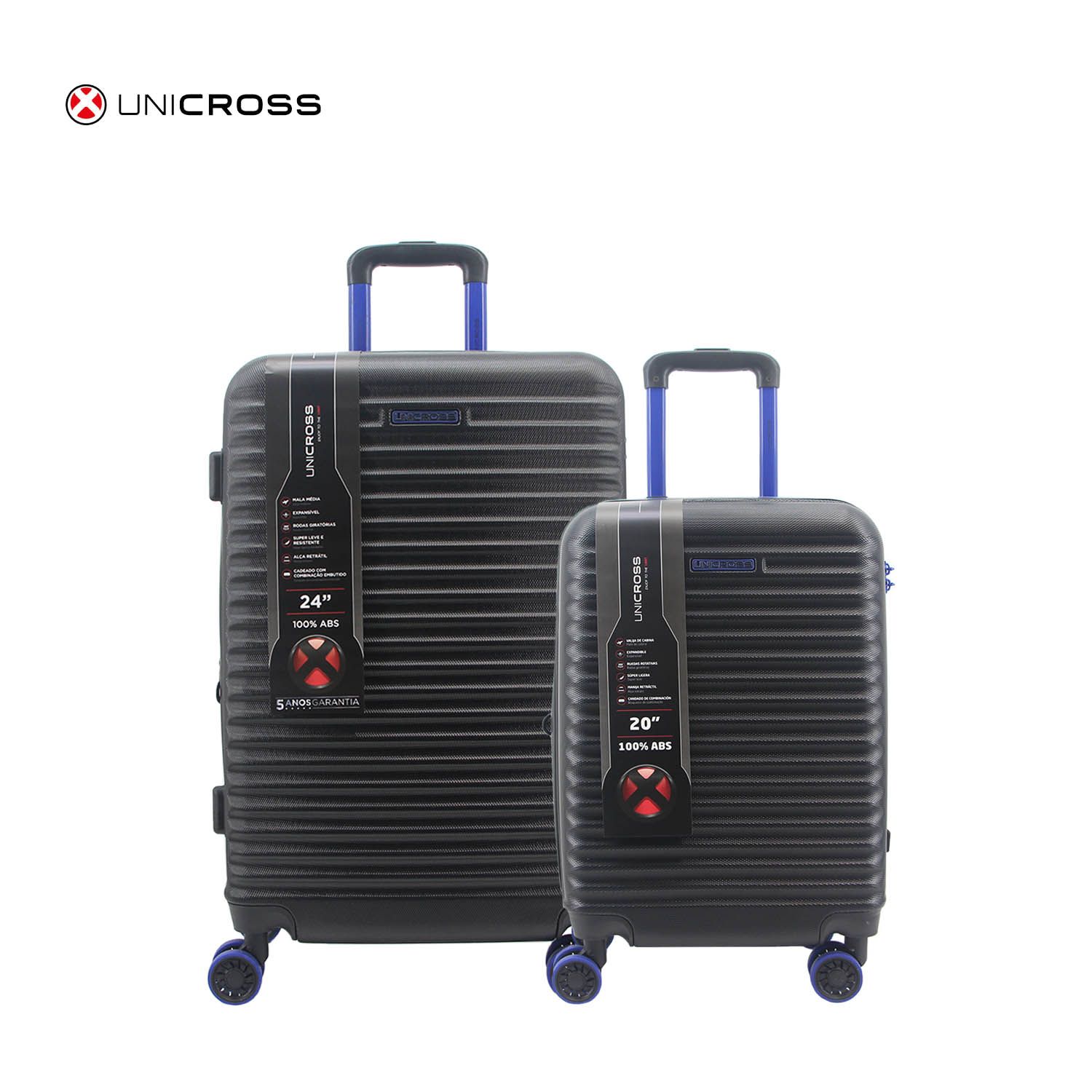 SET VALIJAS 20″24″ ABS NEGRA UNICROSS
