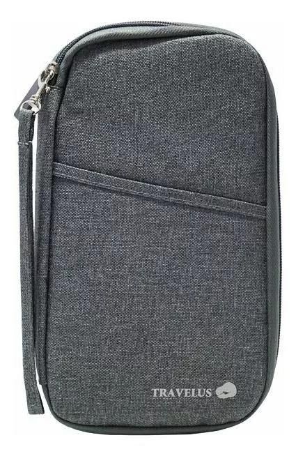 Organizador de documentos de viaje gris o azul