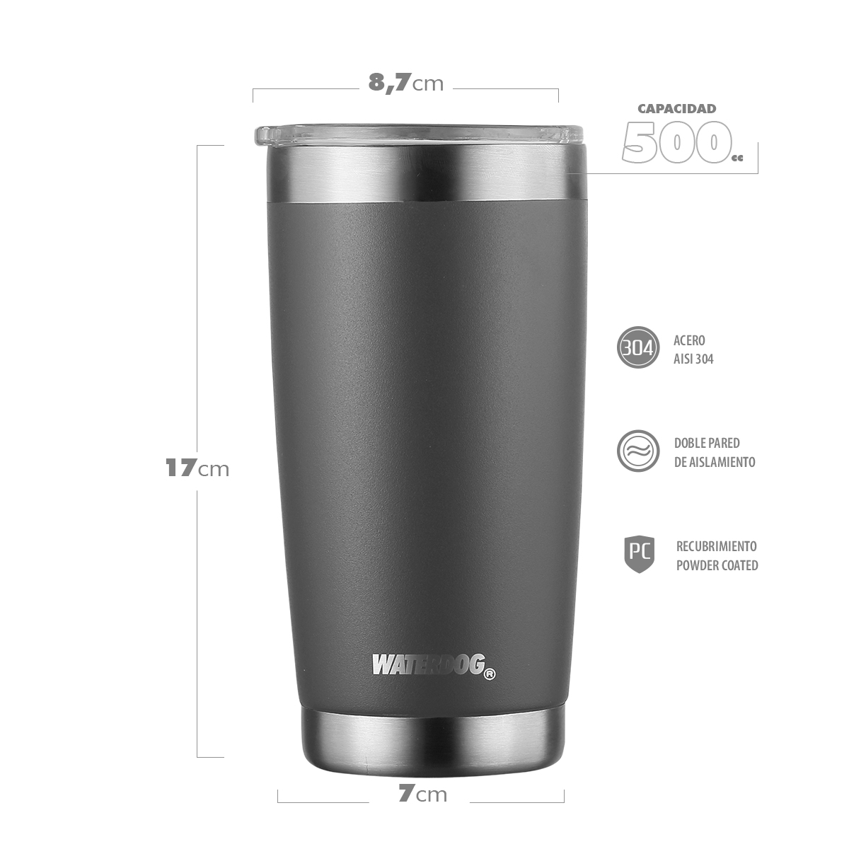 VASO DOBLE PARED DE ACERO INOXIDABLE AISI-304 – WATERDOG