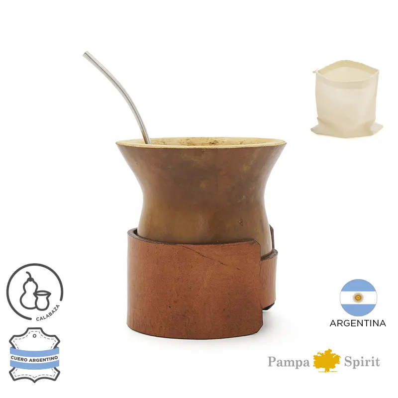 Mate Alazan ( calabaza + cinturon de cuero)